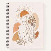 Minimalistisk Boho Kvinnlig Konst Anteckningsbok