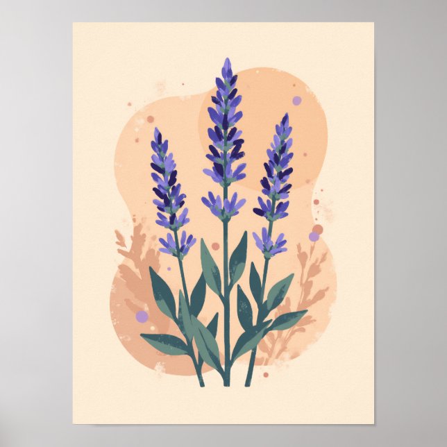 Minimalistisk Boho Lavender Sprigs Abstrakt Wall A Poster (Framsidan)
