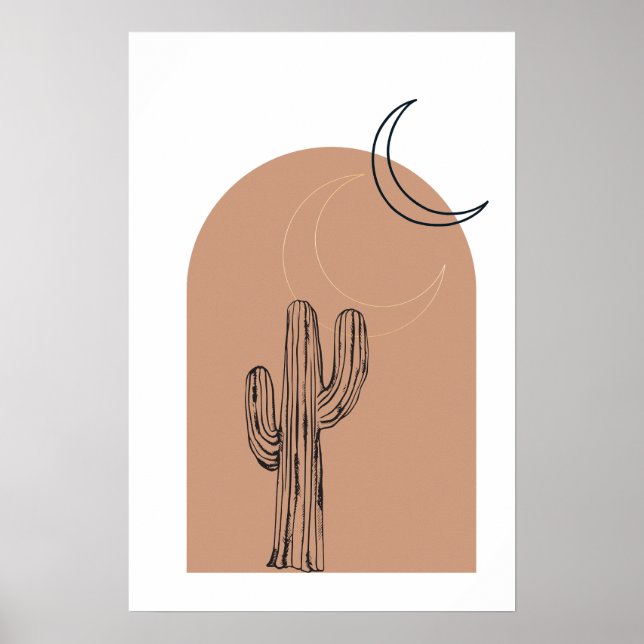 Minimalistisk Boho Line art Cactus Desert Poster (Framsidan)