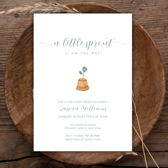 Minimalistisk Boho Liten Grodd Trädgårds Baby Show Inbjudningar (Minimalist Boho Little Sprout Garden Baby Shower Invitation)