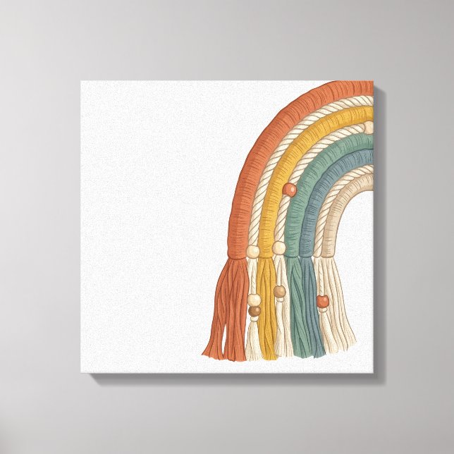 Minimalistisk Boho Macramé Regnbåge Canvastryck (Framsida)