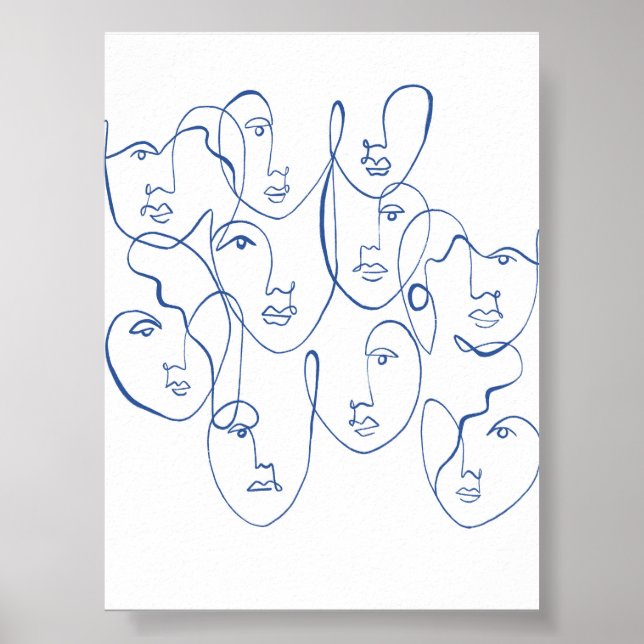 Minimalistisk Boho Modern Wall Art in Blue Poster (Framsidan)