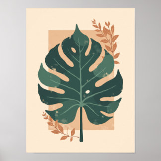 Minimalistisk Boho Monstera Löv Wall Art Poster