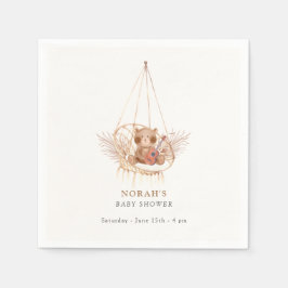 Minimalistisk Boho Nalle Pampas Baby Shower Pappersservett