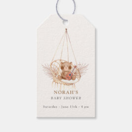 Minimalistisk Boho Nalle Pampas Baby Shower Presentetikett