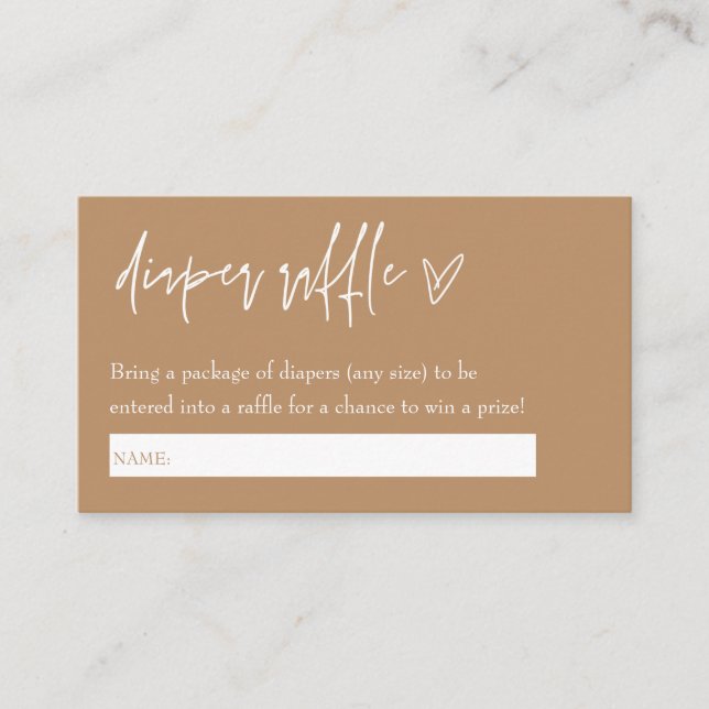 Minimalistisk Boho-Neutralt Hej Baby Diaper Raffle Tilläggskort (Framsida)