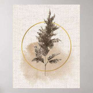 Minimalistisk Boho Pampasgräs Jordton Väggkonst