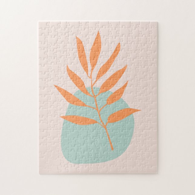 Minimalistisk Boho Pastel Blommigt Abstrakt Art Pussel (Vertikal)