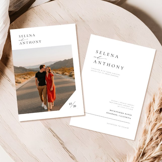 Minimalistisk Boho Photo Wedding-inbjudan Inbjudningar (Skapare uppladdad)
