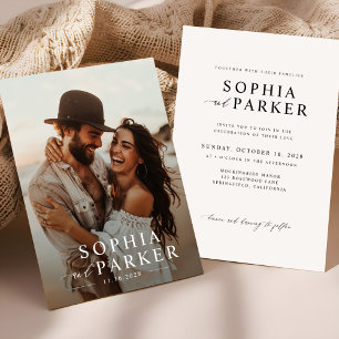 Minimalistisk Boho Photo Wedding-inbjudan Inbjudningar