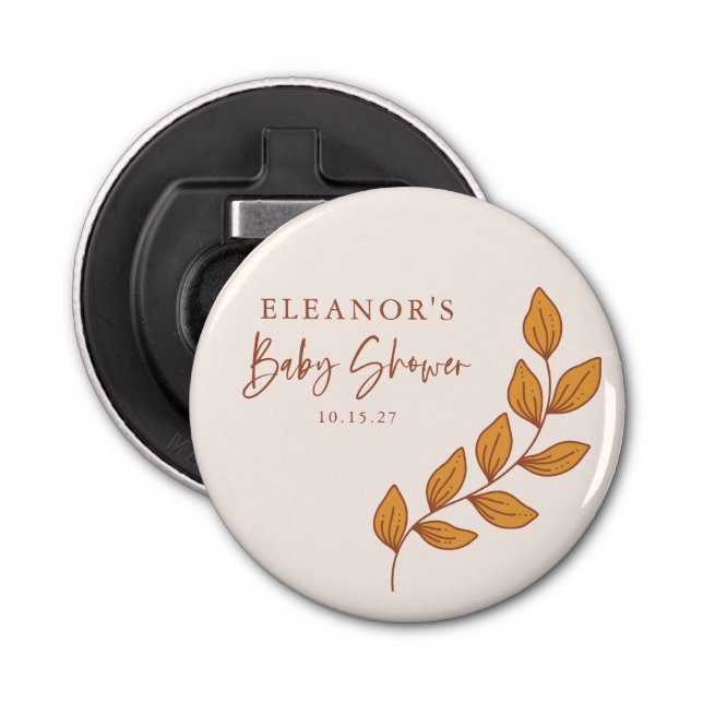 Minimalistisk Boho Retro Vine Baby Shower-Anpassni Flasköppnare (Framsidan)