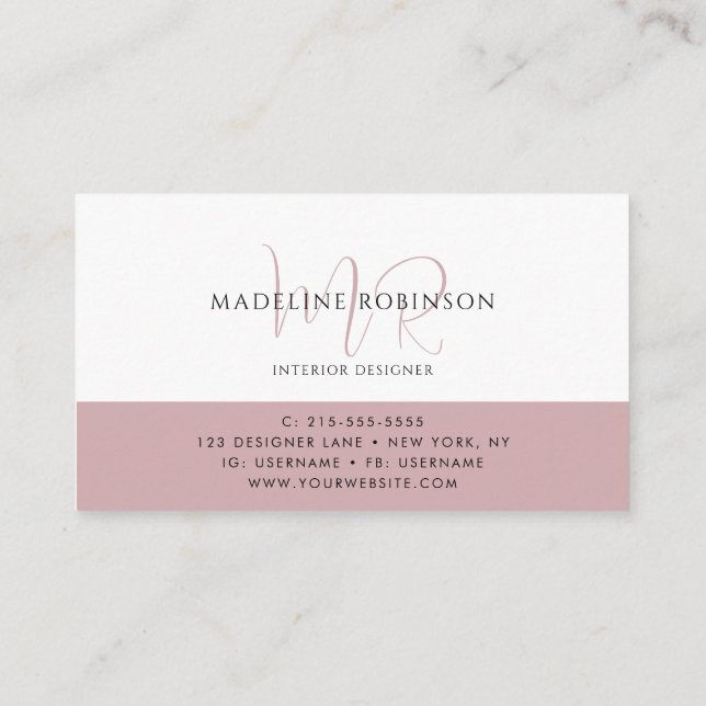 Minimalistisk Boho Rosa Modern Visitkort (Baksida)