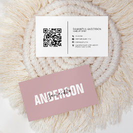 Minimalistisk Boho-Rosa QR-kod Modern Professionel Visitkort