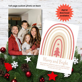 Minimalistisk Boho Rosenskär Tanfärgad Regnbåge Fo Julkort