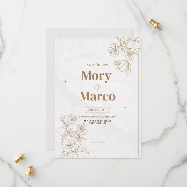 Minimalistisk Boho Rustik pampasgräs Spara Datum Datumet (Fram/Back In Situ)