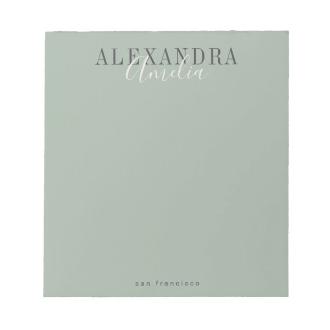 Minimalistisk Boho Sage Grönt Anpassningsbar Busin Anteckningsblock (Framsida)