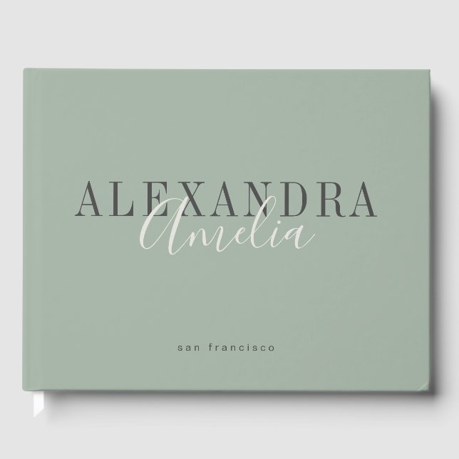 Minimalistisk Boho Sage Grönt Anpassningsbar Busin Gästböcker (Framsida)