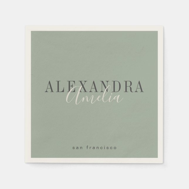 Minimalistisk Boho Sage Grönt Anpassningsbar Busin Pappersservett (Framsidan)