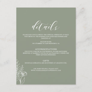 Minimalistisk Boho Salvia Grön Elegant Bröllopsdet Tilläggskort