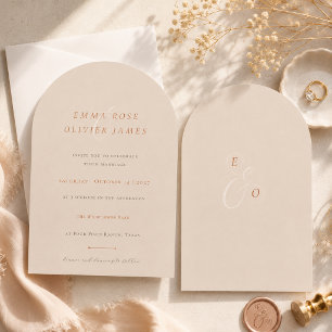 Minimalistisk Boho Sand Koppar Skrift Bröllop Inbjudningar