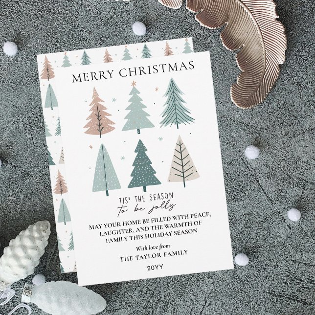 Minimalistisk Boho Scandi-stil julgran Julkort (Minimalist Boho Scandi-Style Christmas Tree Holiday Card)