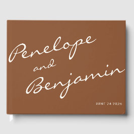 Minimalistisk Boho-skript Bröllop Sienna Brown-Anp Gästböcker