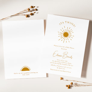 Minimalistisk Boho Sunshine Baby Shower Det är Twi Inbjudningar