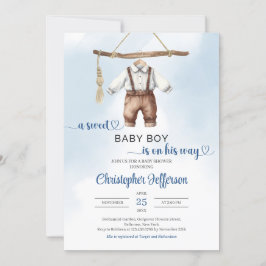 Minimalistisk Boho Sweet Pojke Clothes Baby Shower Inbjudningar