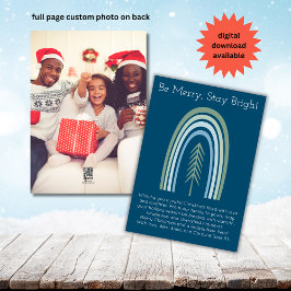 Minimalistisk Boho Teal Mint Regnbåge Jul Foto Julkort