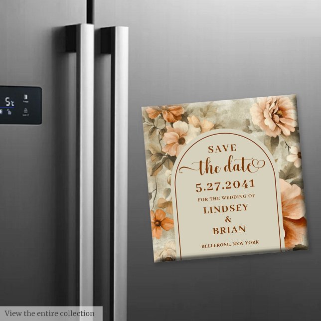 Minimalistisk Boho Terrakotta Beige Salvia Rädda D Magnet (Minimalist Boho Terra Cotta Beige Sage Save Date)