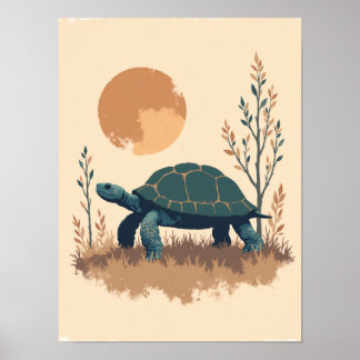 Minimalistisk Boho Turtle Wall Art Poster