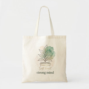 Minimalistisk Boho-Växt Vattenfärg Grafik - Mjukt Tygkasse