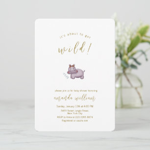Minimalistisk Boho Vild Safari Flodhäst Bebis Badr Inbjudningar