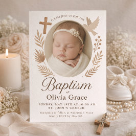 Minimalistisk boho vit Baptism-inbjudan Inbjudningar