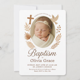 Minimalistisk boho vit Baptism-inbjudan Inbjudningar