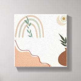 Minimalistisk Boho Wall Art | Neutralt Aesthetic C Canvastryck