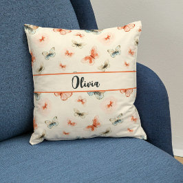 Minimalistisk Boho Watercolor Butterflies Kudde