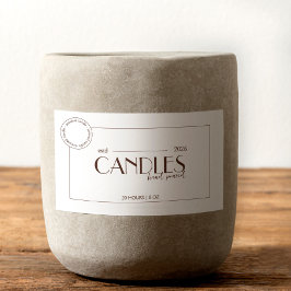 Minimalistisk Boho White & Beige Candle-etikett Rektangulärt Klistermärke
