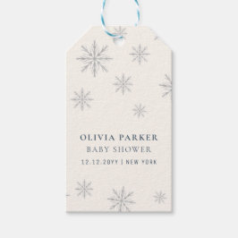 Minimalistisk Boho Winter Snowflake Baby Shower Presentetikett