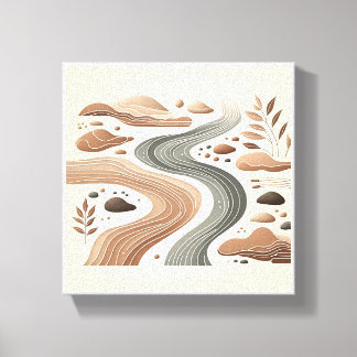 Minimalistisk Boho Zen-landskap - Abstrakt flod, S Canvastryck