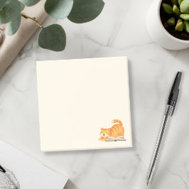 Minimalistisk bokälskande orange katt  post-it block