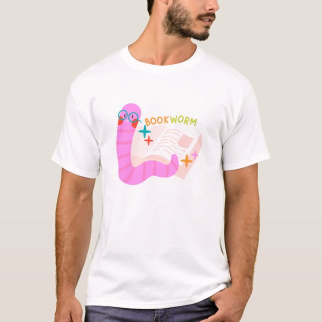 Minimalistisk bokälskare T-shirt | bokorm (Framsida)