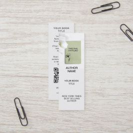 Minimalistisk Bokmärke Mall för Författare med Bok Mini Visitkort