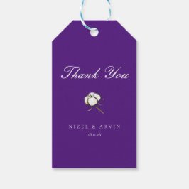Minimalistisk bomull mörk intensiv lila bröllop presentetikett