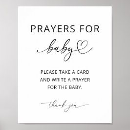 Minimalistisk bön för babyfestskylt poster