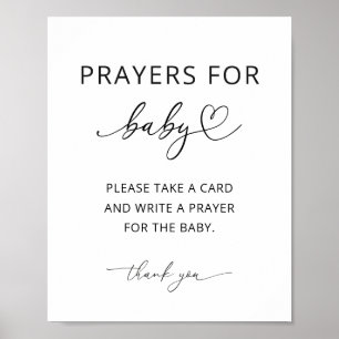 Minimalistisk bön för babyfestskylt poster