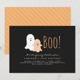 Minimalistisk Boo Cute Ghost Halloween-inbjudan Inbjudningar