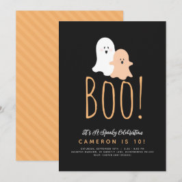 Minimalistisk Boo Cute Ghost Halloween-inbjudan Inbjudningar