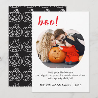 Minimalistisk Boo Typografisk Familj Halloween Julkort