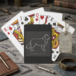 Minimalistisk Border Collie Linje Konst Hund Grafi Casinokort